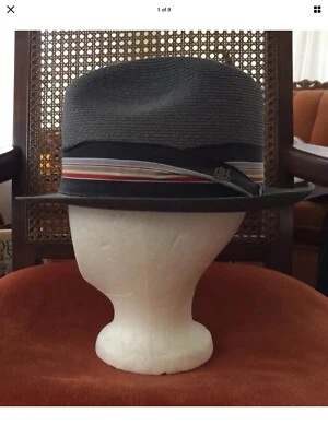 Chapéu Fedora Stetson Vintage Palha Fita de Grosgrain Masculino 7 1/4 - Imagem 1 de 4