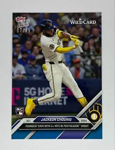2024 Topps Now #786 Jackson Chourio RC Milwaukee Brewers AZUL Paralelo 07/49 - Imagen 1 de 1