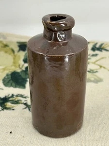 ANTIQUE DOULTON LAMBETH brown salt glazed stoneware ink bottle 11cm - Picture 1 of 6