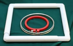 Cross Stitch 6" Metal & 4" Plastic Embroidery Hoops & 1 Plastic 11" Sq Frame - Picture 1 of 12