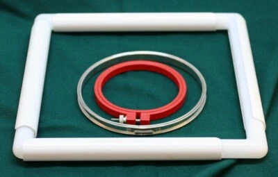 Cross Stitch 6" Metal  & 4" Plastic Embroidery Hoops  & 1 Plastic 11"  Sq Frame - Image 1 of 4