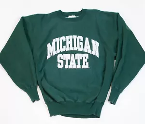 Vintage Michigan State Sweatshirt Men XL Green Reverse Weave Crewneck 90s - Picture 1 of 15