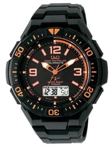 Reloj para hombre CITIZEN Q&Q MD06-315 SOLARMATE negro x naranja nuevo en caja - Imagen 1 de 3