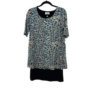 A-line watercolor short sleeve Hawaii layered dress NEW NWT Size: MP - Picture 1 of 8