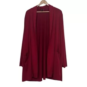 Cardigan Torrid femme taille 4X ouvert devant rouge foncé polyester poches extensibles - Photo 1 sur 10