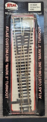 Vintage HO Scale Atlas #282 Custom Line Mark 3 #4 Right Hand Turnout Track Black - Image 1 of 3