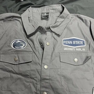 Colosseum Penn State Nittany Lions Embroidered Work Shirt Button Gray Men's L - Picture 1 of 9