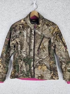 Realtree Softshell Jacket Womens Large Camo Pink Trim Fleece Hunting Outdoor - Image 1 of 4