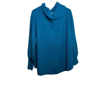 Soft Surroundings Sweater Women's 2X Blue Cowl Knit Pullover 100% Cashmere - Picture 1 of 10
