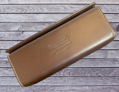 Vintage Coach Brown Leather Hard Eyewear Case Box - Image 1 of 3