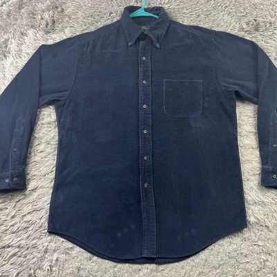 Camisa Brooks Brothers 346 Para Hombre Talla Mediana Azul Marino Pana Abotonada Foto 1 de 4