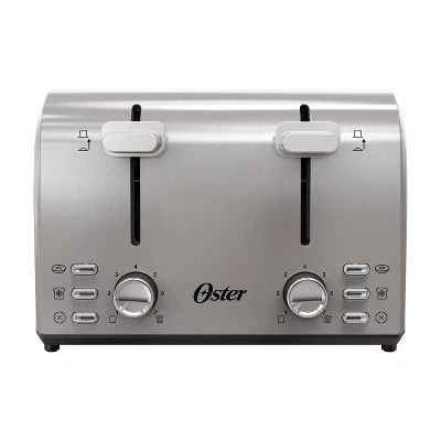 Oster 4 Slices Wide Slot Toaster Silver 4-Slice Extra-Wide Slots Bagel Reheat - Image 1 of 4