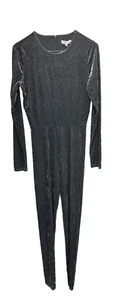 Traje de gato Good American de terciopelo triturado manga larga gris carbono 2 NUEVO cremallera elástica - Imagen 1 de 11