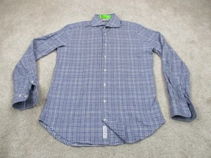 Camisa Suitsupply Para Hombre 38 15 Delgada Azul Blanco Algodón A Cuadros Informal Abotonada - Imagen 1 de 16