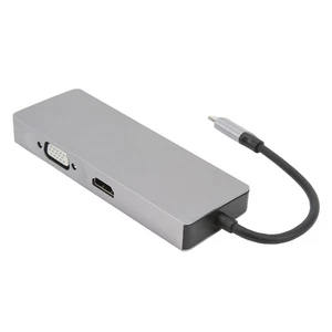8 In 1 Type C To VGA HD Multimedia Interface Hub Adapter PD Fast Charging US NEW - Afbeelding 1 van 12