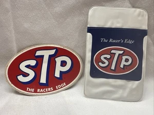 STP STICKER “THE RACERS EDGE” & STP Pocket Protector - Vintage Lot - Picture 1 of 13