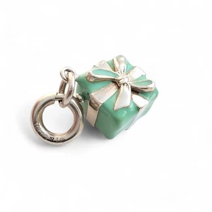 Preloved Vintage Tiffany & Co Silber Emaille Geschenkbox Geschenk Charm - Bild 1 von 6
