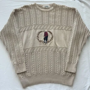 Maglione golf vintage Pringle of Scotland taglia XL maglione nonno ricamato anni 70 - Foto 1 di 7