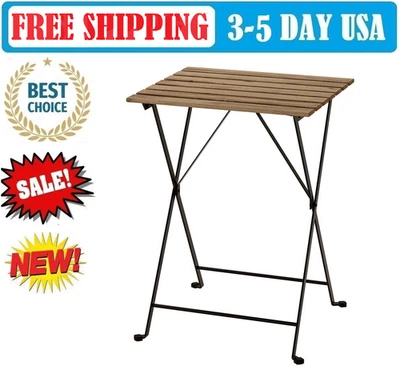 IKEA TÄRNÖ Table, outdoor, black/light brown stained, 21 5/8x21 1/4 " NEW! - Image 1 of 4