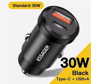 Essager 30W USB Car Charger Quick Charge4.0 QC PD 3.0 SCP 5A USB Type C Fast OO - Picture 1 of 1
