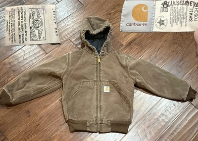 Vintage Carhartt Active Duck Jacket Y06 CHT Brown 6/7 S Youth 98 UGWA Y2K Rare - Image 1 of 4