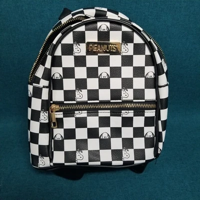 Mini Mochila Monedero Peanuts Checker Board Negro/Blanco con Ranura para Tarjetas Cartera  Foto 1 de 4