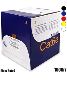 Cat6E Network LAN Ethernet UTP Cable CMR Riser Solid Copper Wire 23AWG 1000ft - Afbeelding 1 van 4