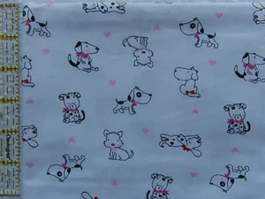 RARO Y FUERA DE STOCK Recuerdo Calico BLANCO Y NEGRO CACHORRO AMOR Y CORAZONES *100% Algodón FQ* - Imagen 1 de 1