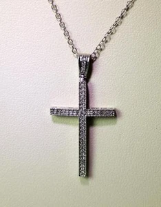 Hermoso Collar Colgante Cruz de Diamante de Plata Esterlina 0,20tcw 18"" - 7437 - Imagen 1 de 6