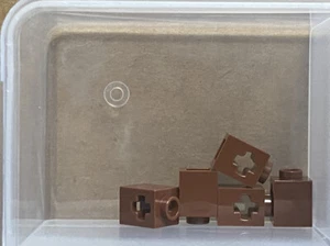 LEGO Parts - Reddish Brown Technic, Brick 1 x 1 w Axle Hole - No 73230 - QTY 5 - Picture 1 of 1