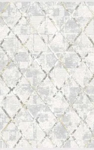 Alfombra de fibra sintética alfombra de salón rombo piso corto blanco dorado - Imagen 1 de 1
