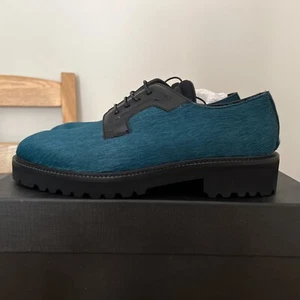 Paul Smith Womens Faux Fur Lace Up Mac Shoe Colour Petrol Green Size UK 6 EU 39 - Picture 1 of 11