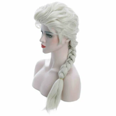 Frozen Adulto Elsa Mujer Larga Beige Trenzada Peluca Halloween Juegos con disfraces Disfraz Fiesta Foto 1 de 4