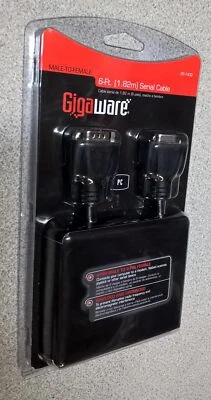 Gigaware 6 Ft Serial Cable 9-pin (DB9) Male to Female #26-1402 NEW 1.82m 2601402 - Image 1 of 4