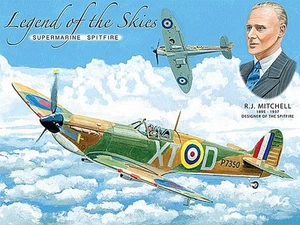 Legend Of The Skies Supermarine Spitfire steel sign 200mm x 150mm - Picture 1 of 1