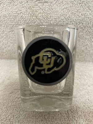 University of Colorado Buffaloes, heavy square, 2oz shot glass with medallion 31 - Image 1 of 2
