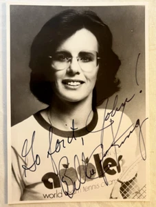 VTG Billie Jean King Autographed Photo 4.5x6.5 Inscribed Tennis Player - Picture 1 of 2