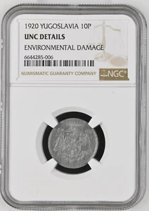 YUGOSLAVIA 1920 Ten 10 Para - Petar I - KM# 2 - NGC UNC DETAILS - Picture 1 of 4