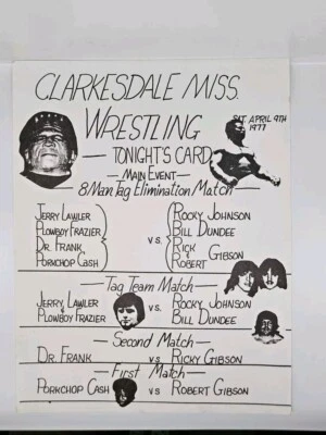 Partido de eliminación de etiqueta de 8 hombres calendario de lucha libre Clarkesdale de colección Foto 1 de 2