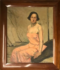 Gunilla de Klercker (1882-1969) SEATED WOMAN IN A CHEMISE, original oil painting - Picture 1 of 8
