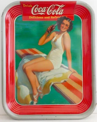 1939 Original Coca-Cola "White Bathing Suit on Diving Board" Serving Tray - NM - Image 1 of 4