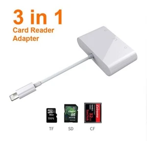 Adattatore lettore scheda fotocamera digitale 3 in 1 8 pin SD/TF/CF per Apple iPhone iPad - Foto 1 di 7