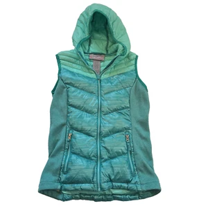 Free Country Girls Puffer Hooded Vest Size Large Teal 14/16 Full-Zip Packable - Picture 1 of 8