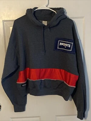 Moletom com capuz New England Patriots grande feminino azul cropped - Imagem 1 de 4
