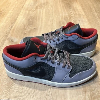 Nike Air Jordan 1 Low Retro Gris Cemento RARO VINTAGE 553558 004 Rojo Negro Hombres 12 Foto 1 de 4