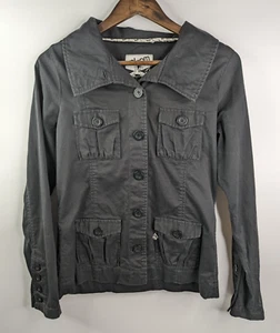 Volcom Black Utility Military Jacket 4-Pockets Button Up Women's Size Medium - Picture 1 of 8