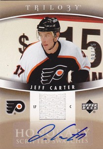 06-07 Trilogy Jeff Carter /25 Auto Jersey Honorary Scripted Swatches Flyers 2006