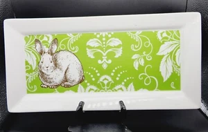 Cordon Bleu White 14.25” X 7” Rectangular Rim Platter Tray Bunny Easter  - Picture 1 of 8
