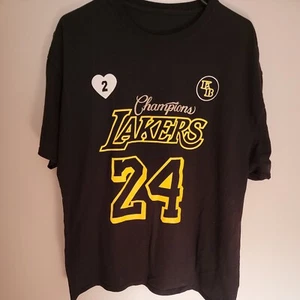 LA Lakers Kobe Bryant #24 Champions Screen Printed Black and Gold Shirt L/XL - Picture 1 of 9