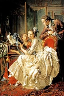 LA FIESTA DE LA MÚSICA PARÍS 1774 PINTURA FRANCESA DE LOUIS ROLLAND TRINQUESSE REPRO  Foto 1 de 3